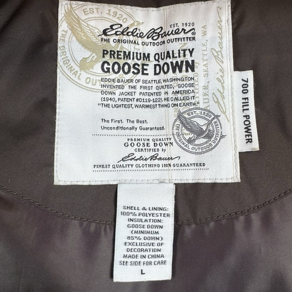 Eddie Bauer Vest Womens Large Brown EB700 Premium Goose Down Puffer Quilted - Picture 5 of 16